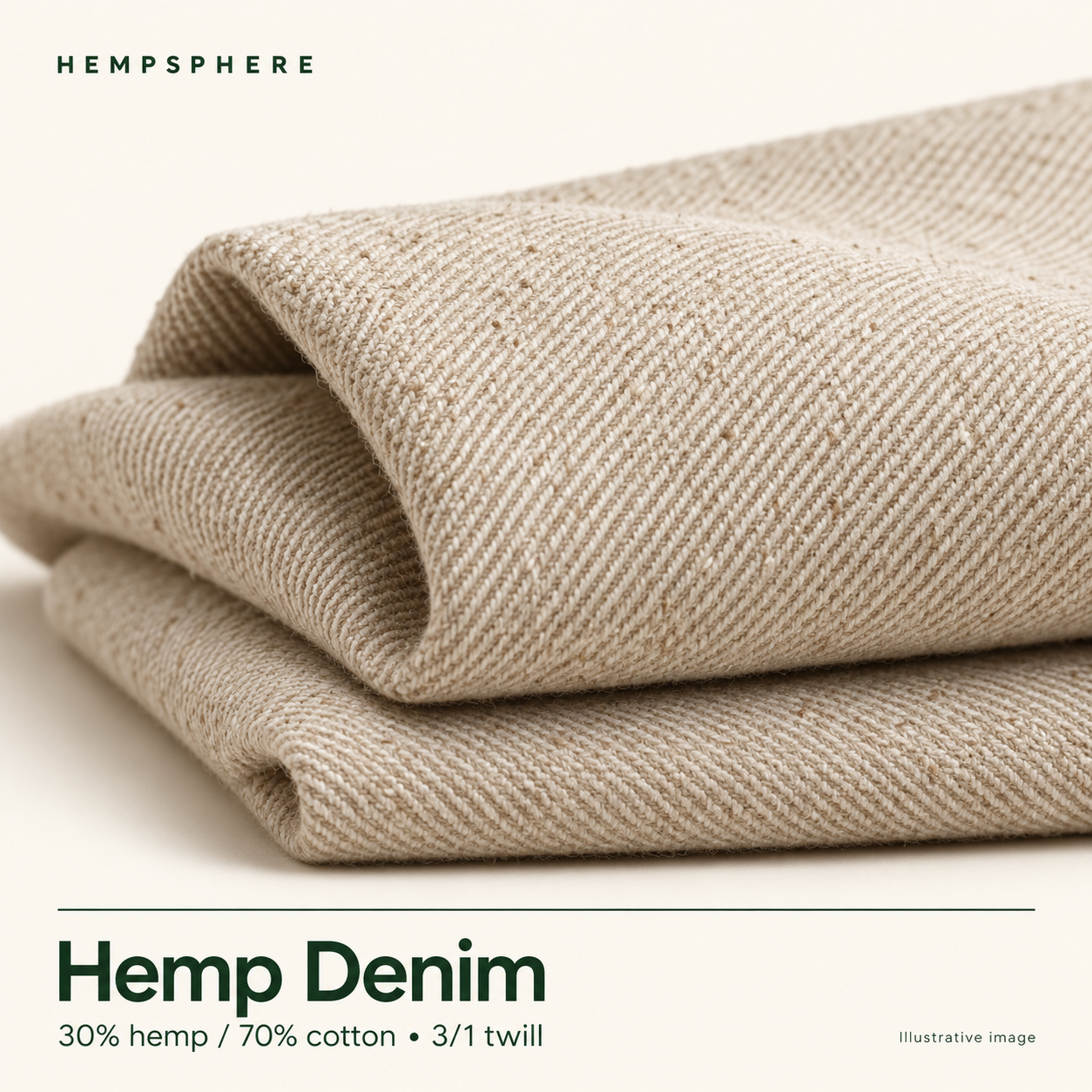 Illustrative Hempsphere Hemp Denim product artwork.