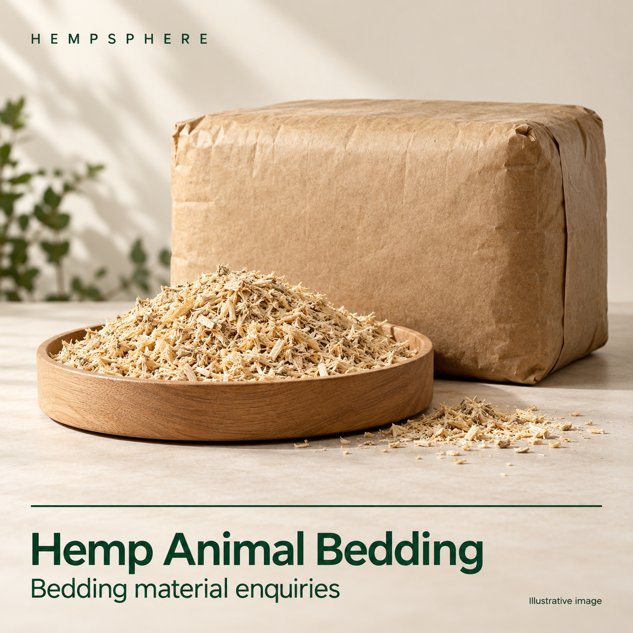 Illustrative Hempsphere Hemp animal bedding product card.