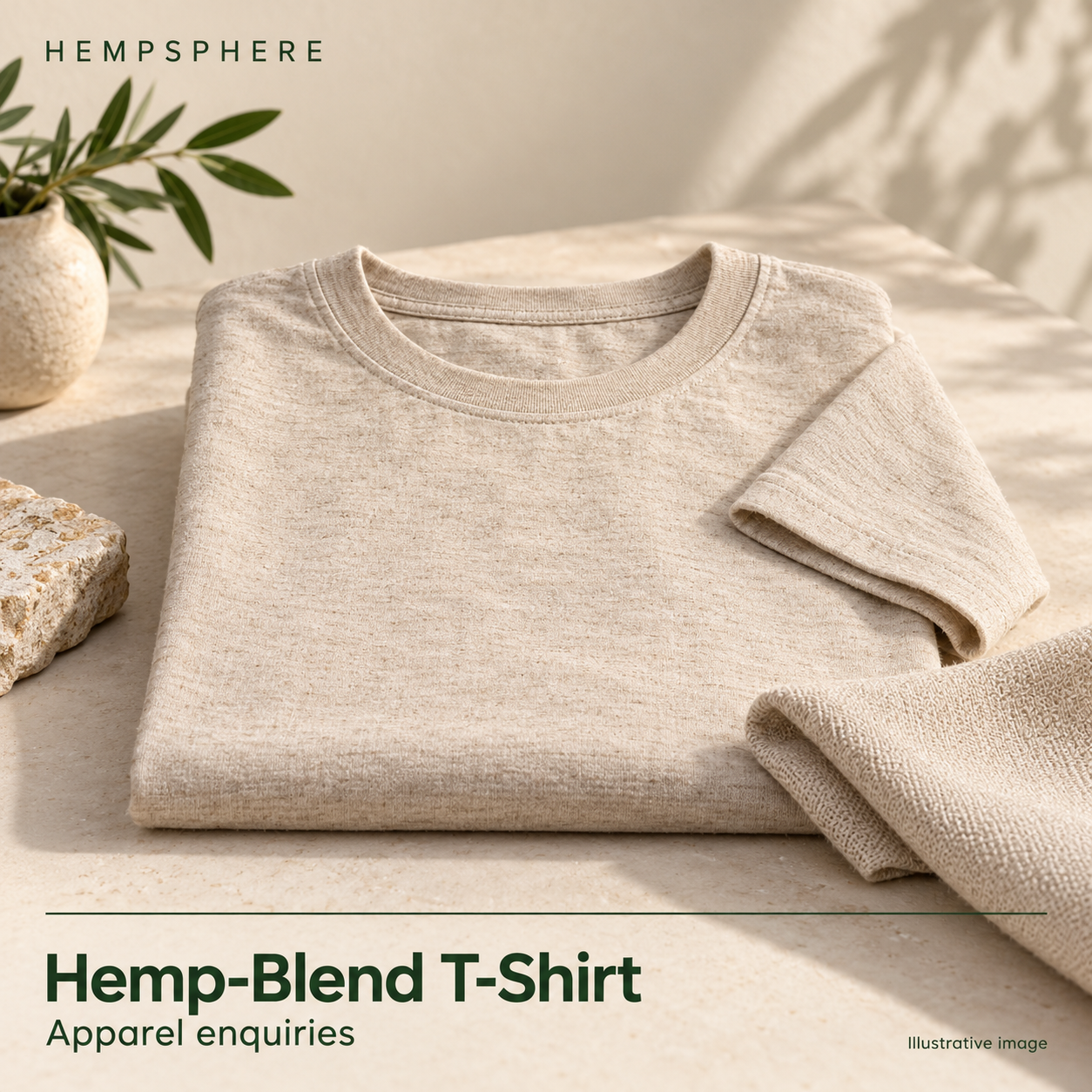 Illustrative Hempsphere Hemp blend T shirt product card.