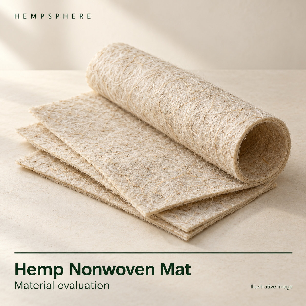 Illustrative Hempsphere Hemp nonwoven mat product card.